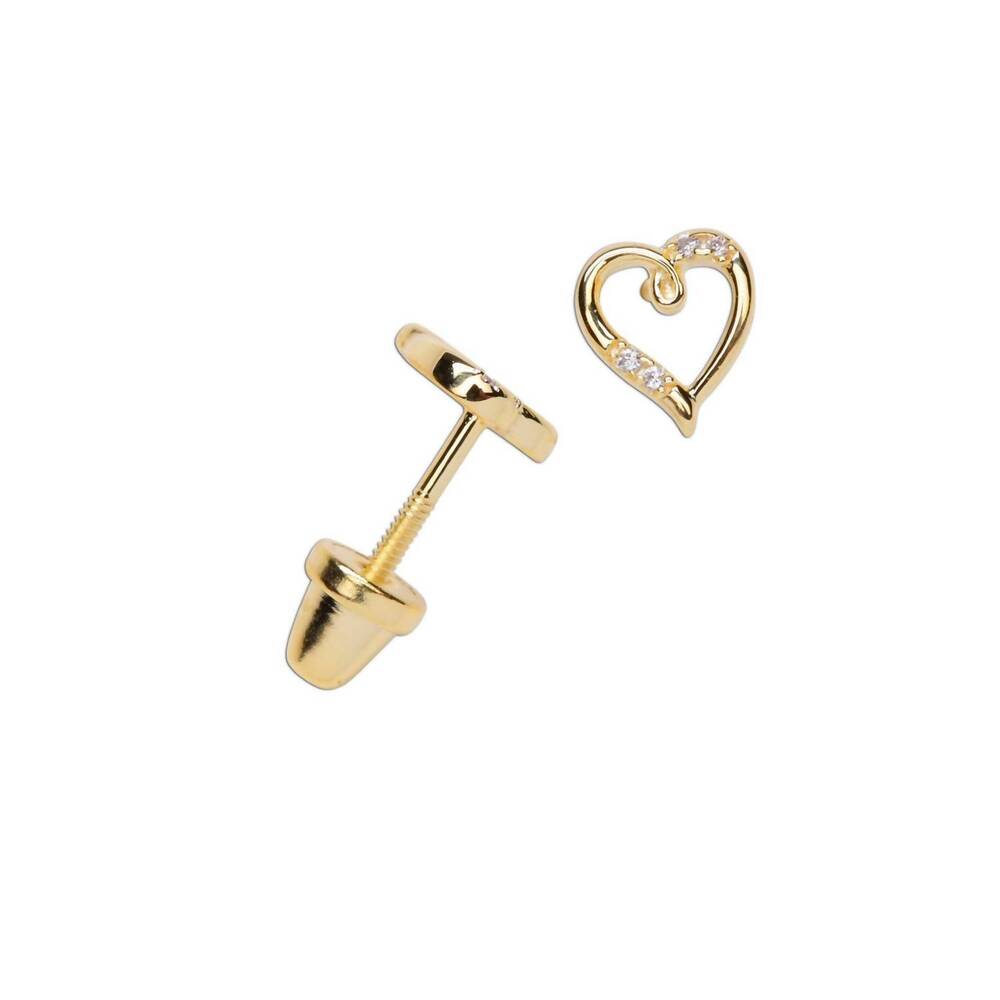 NEW CHERISHED MOMENTS kid's girls open heart earrings in gold plate/sterling sil